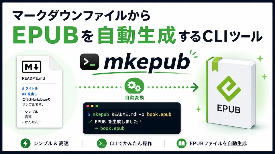 マークダウンファイルからEPUBを自動生成するCLIツールmkepubを作ってみた！