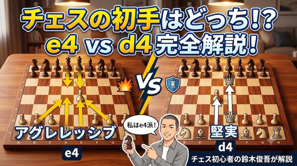 チェスの初手は候補が多すぎる！あなたが好きなのはe4？d4？